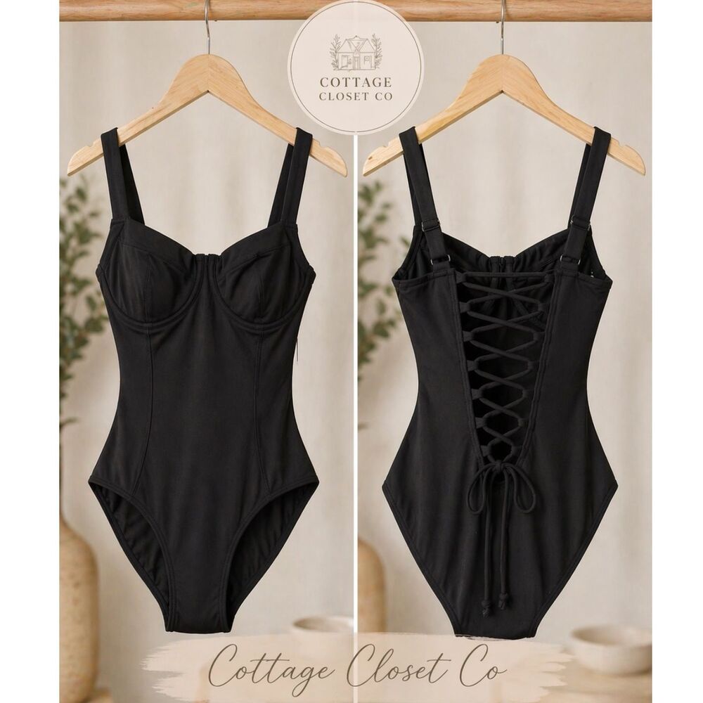TA3 Lifty Sculpting One Piece Swimsuit S Reg Long D/DD Tummy Control Black NWT